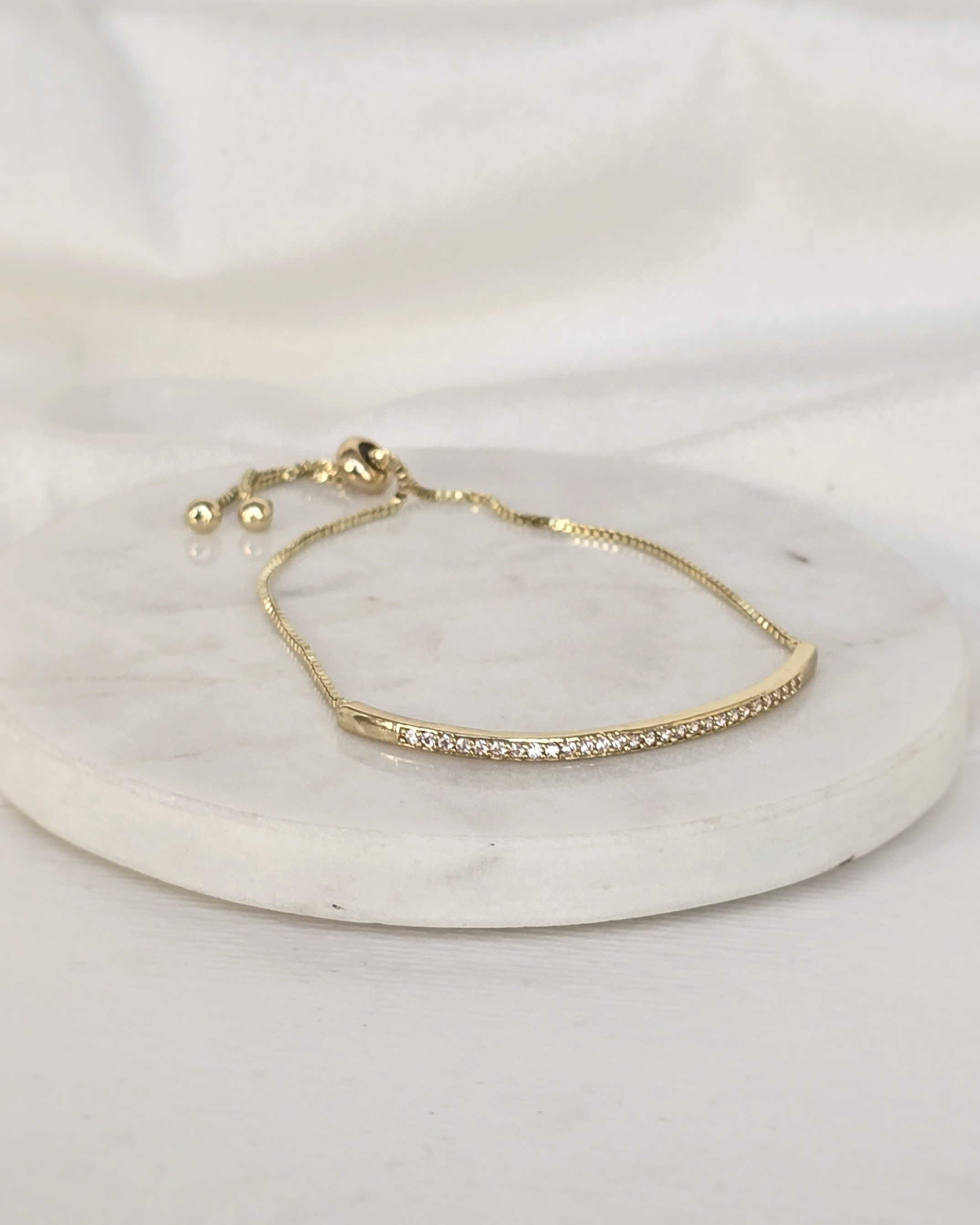 Pulsera cintillo circonitas ajustable oro