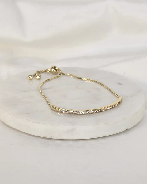 Pulsera cintillo circonitas ajustable oro