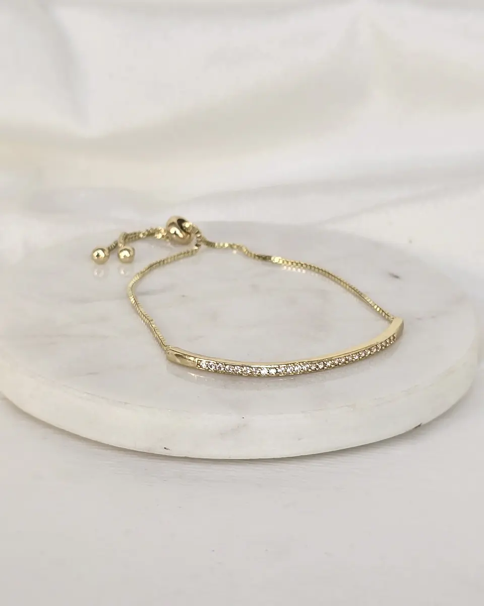 Pulsera cintillo circonitas ajustable oro 1