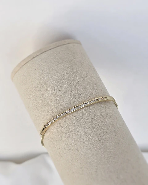 Pulsera cintillo circonitas ajustable oro