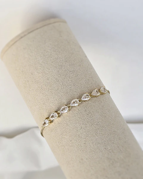 Pulsera circonitas en gota ajustable oro