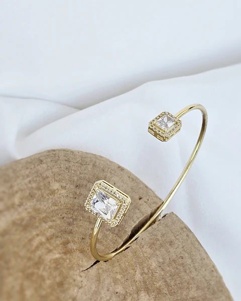 Esclava con doble circonita oro
