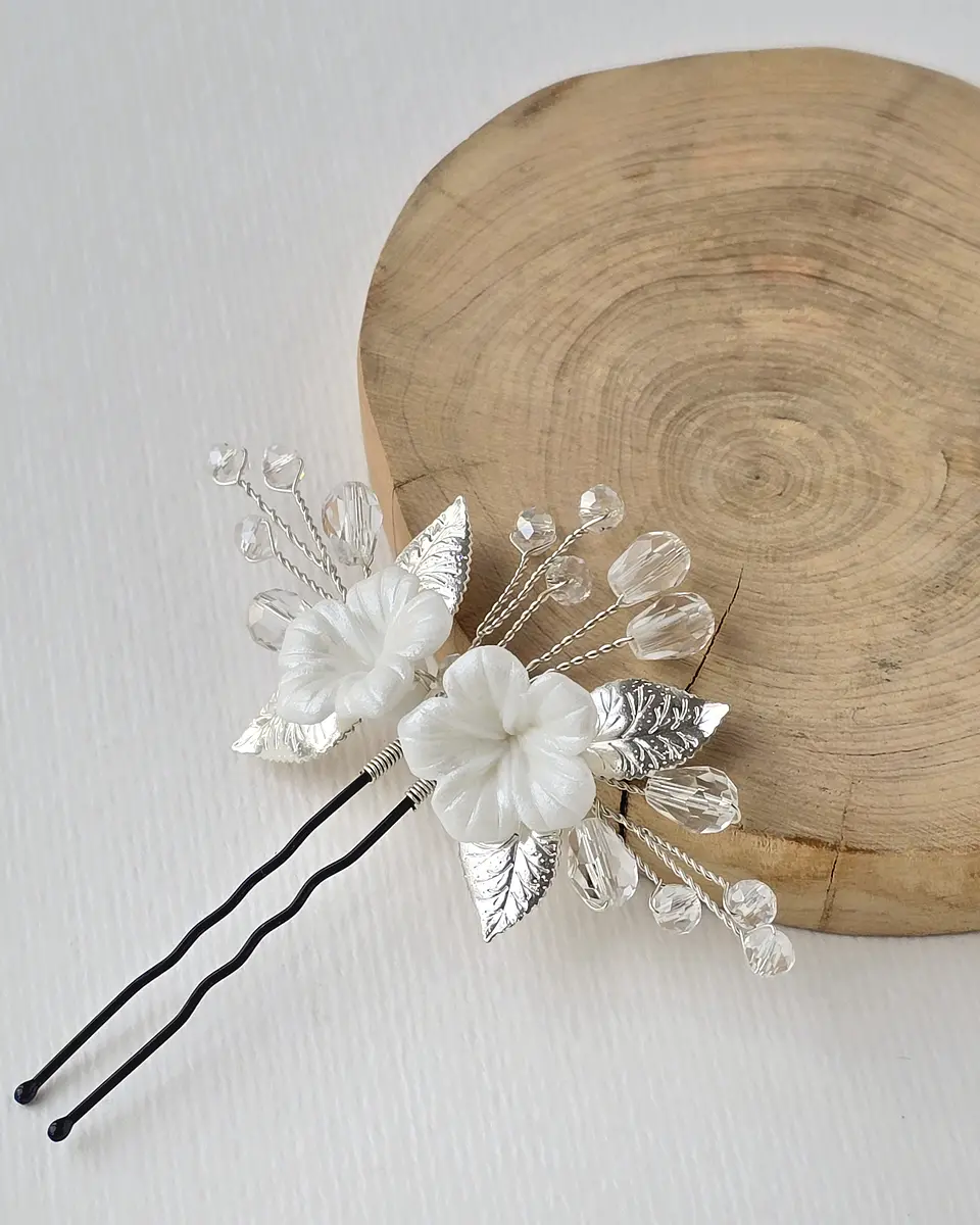 Pin doble flor porcelana 1