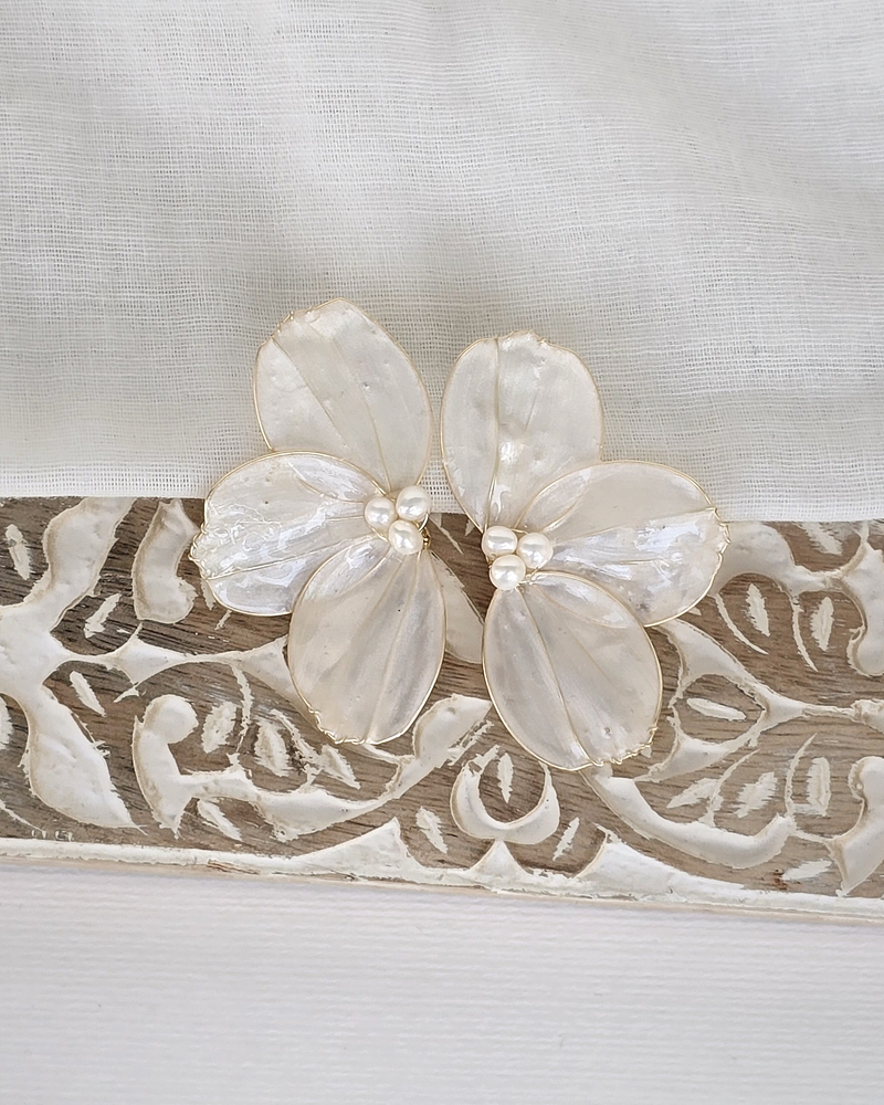 Aros media flor cristalizada dorada