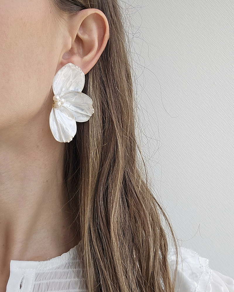 Aros media flor cristalizada dorada