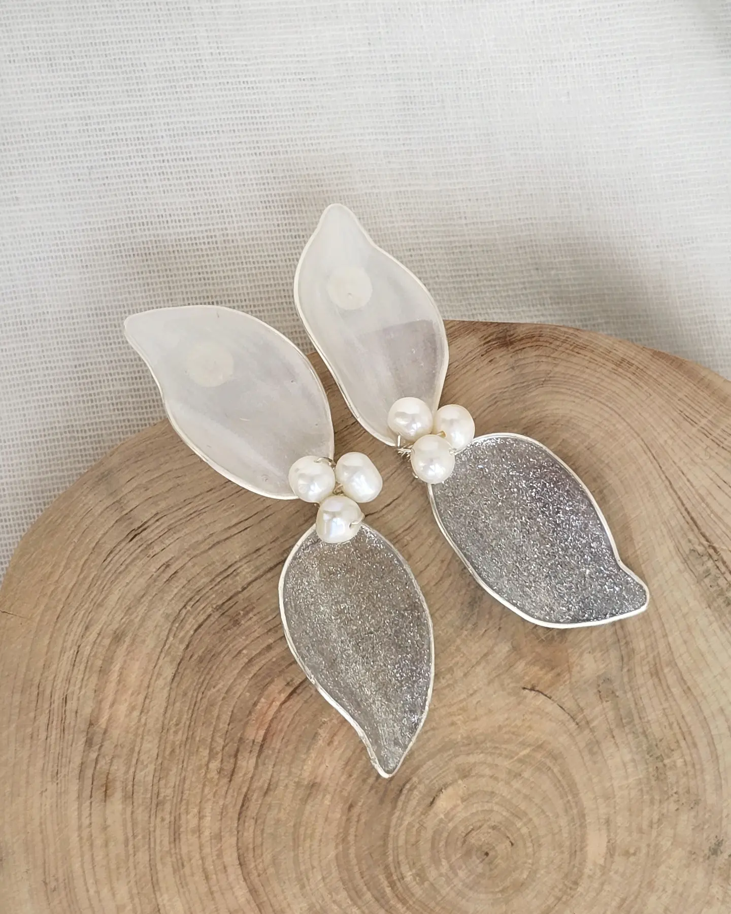 Aros doble pétalos cristalizados plata 1