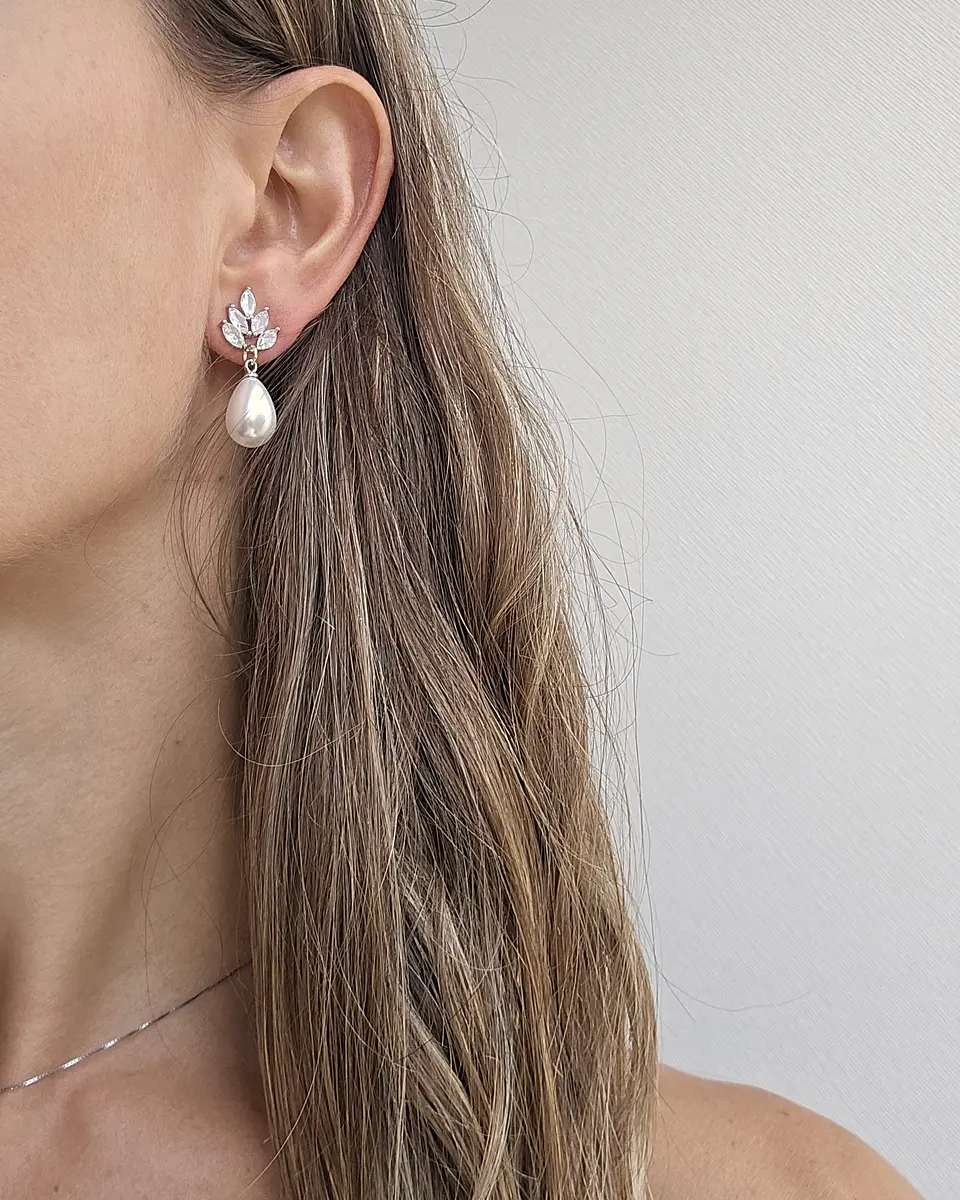 Aros circones con perla chica 6