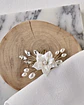 Pin de hoja metálica con flor de porcelana gold - Miniatura 1
