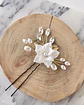 Pin de hoja metálica con flor de porcelana gold - Miniatura 2