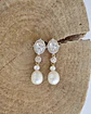 Aros doble circón y perlas naturales oro - Miniatura 3