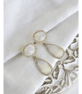 Aros piedra luna y cristal blanco