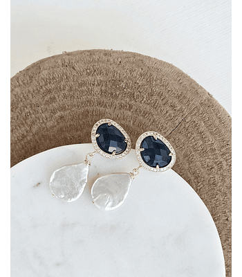 Aros azules perla barroca