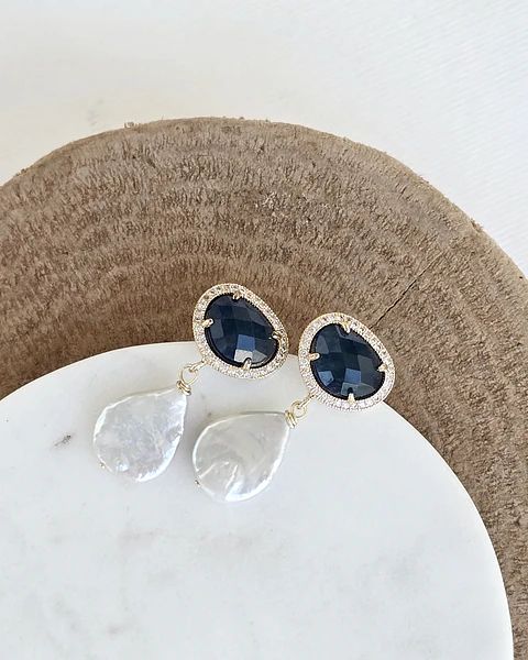 Aros azules perla barroca