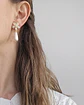Aros flor circonita y perla alargada - Miniatura 3