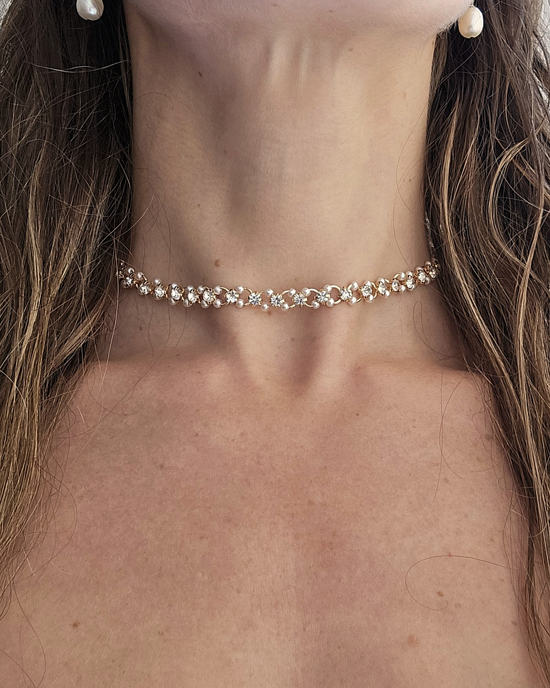 Choker perlas y brillos