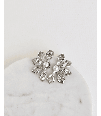 Media flor con perla silver