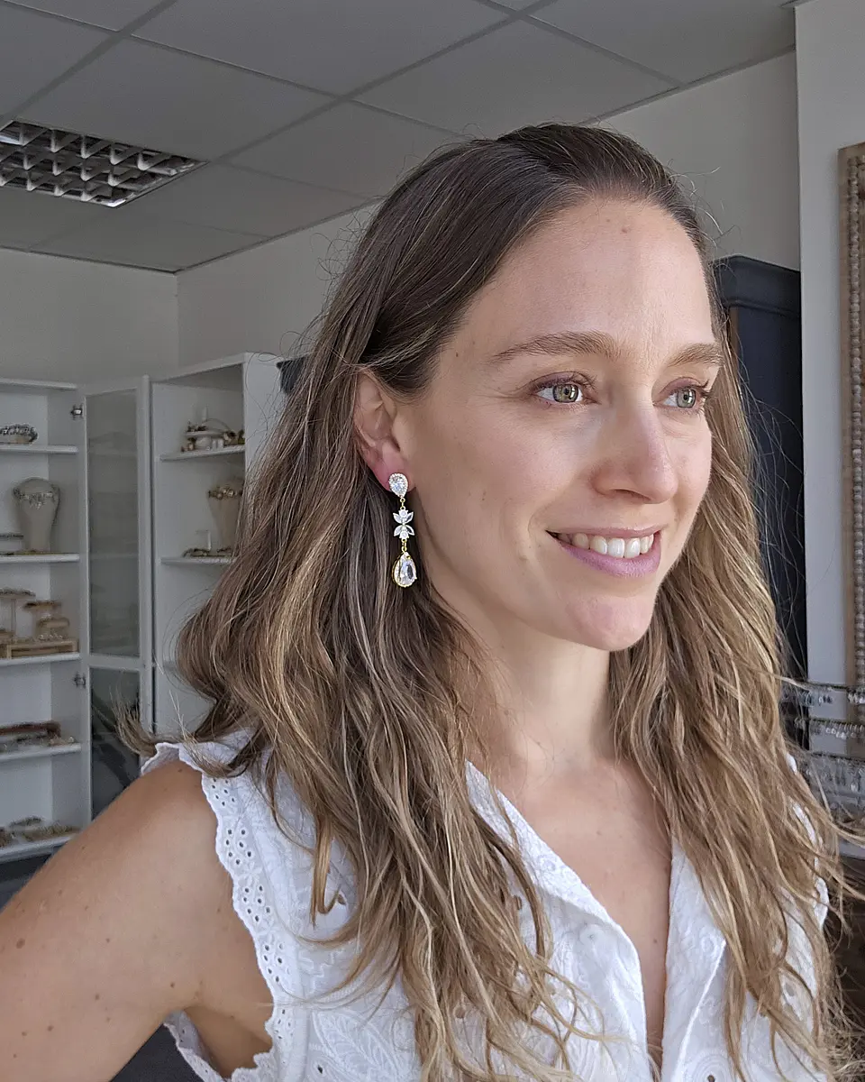 Aros circonitas con hojas oro 2