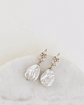 Aros circonita y perla natural oro