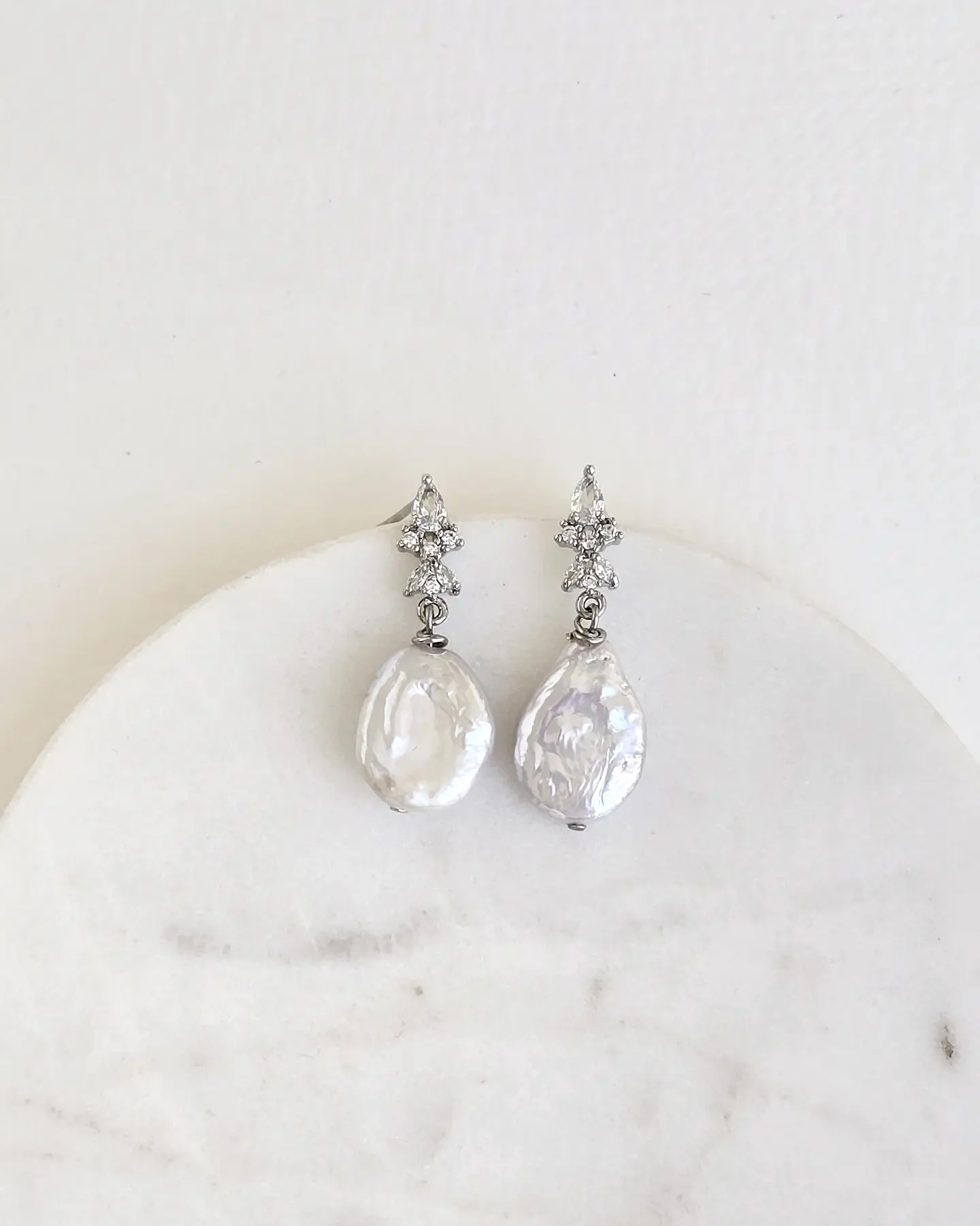 Aros circonita y perla natural plata 5