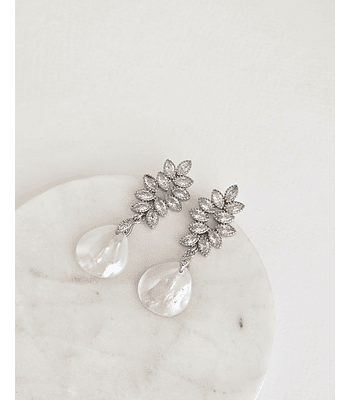 Aros hojas con concha perla