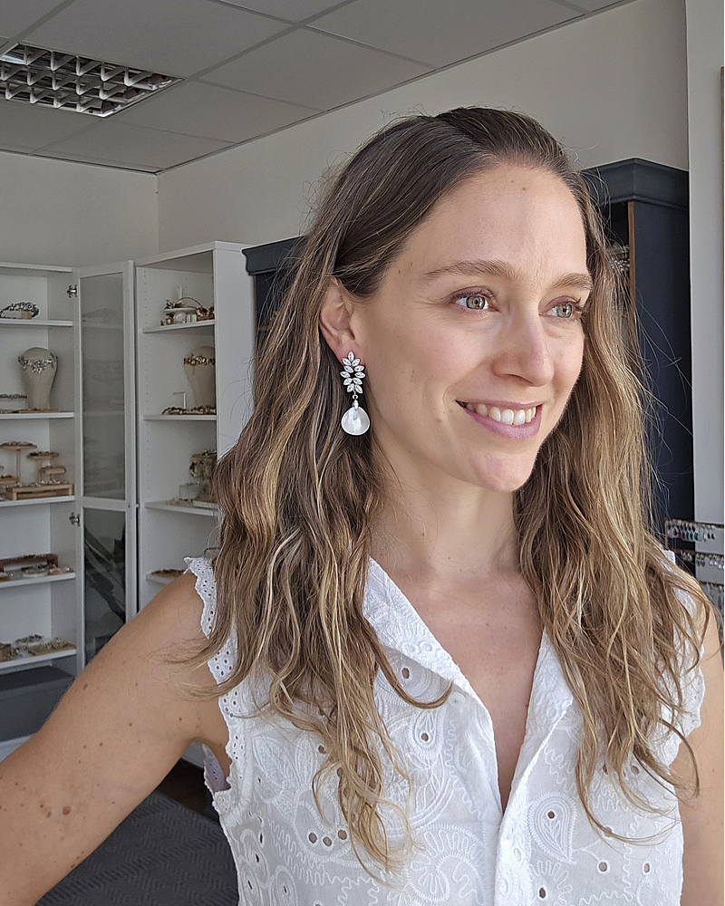 Aros hojas con concha perla