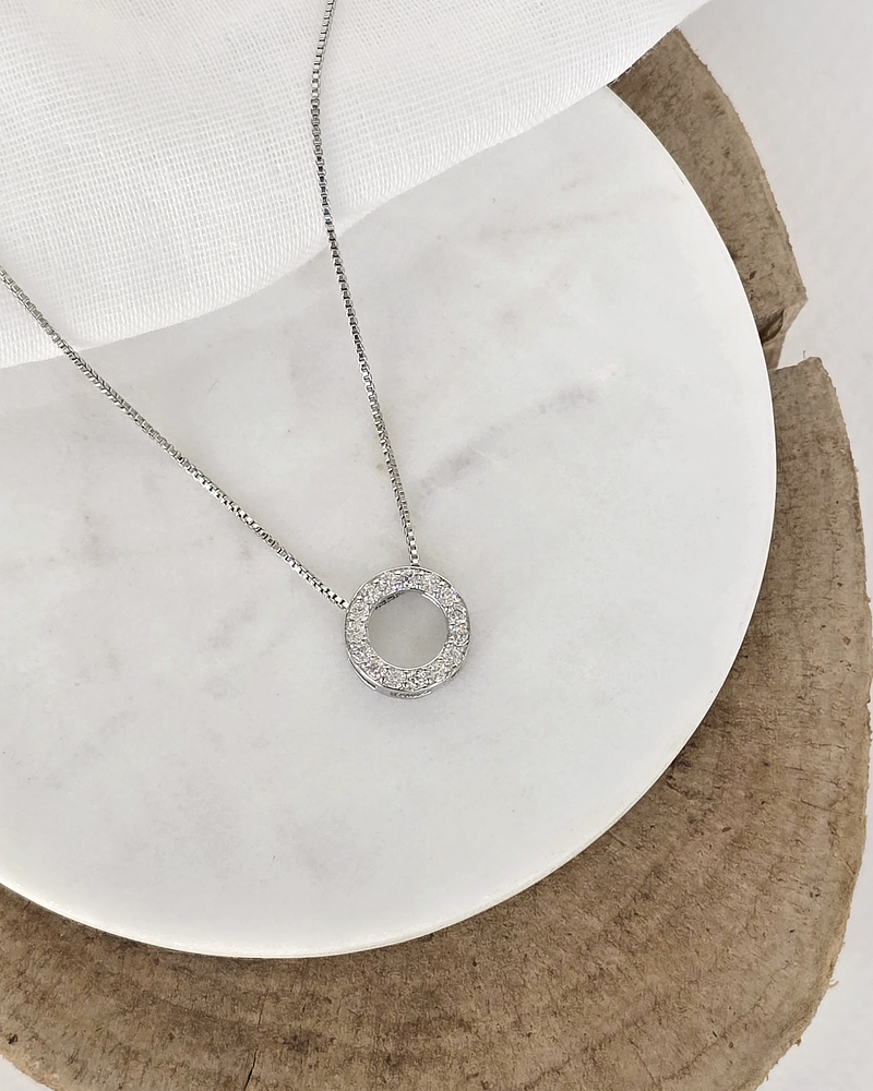 Collar círculo circonitas plata