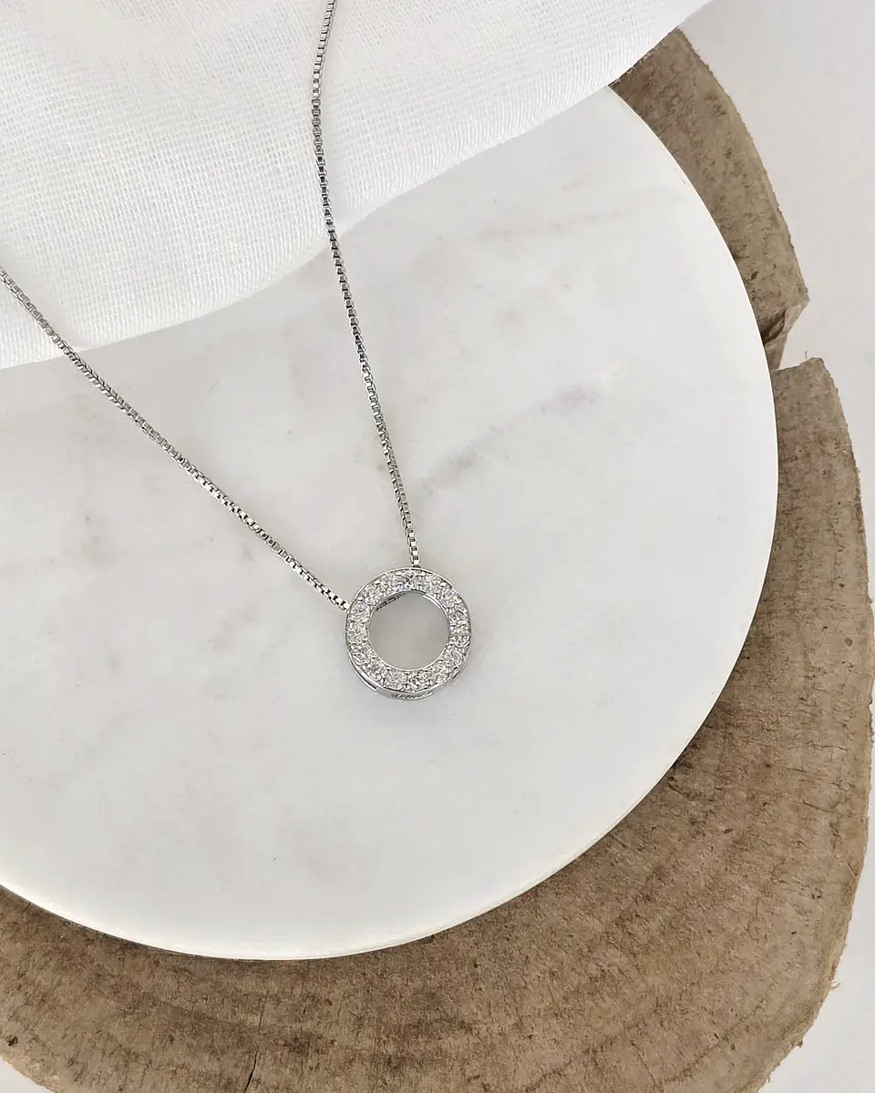 Collar círculo circonitas plata 1