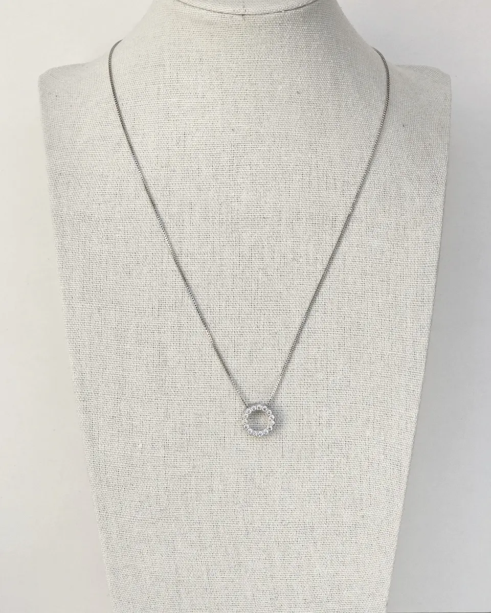 Collar círculo circonitas plata 2