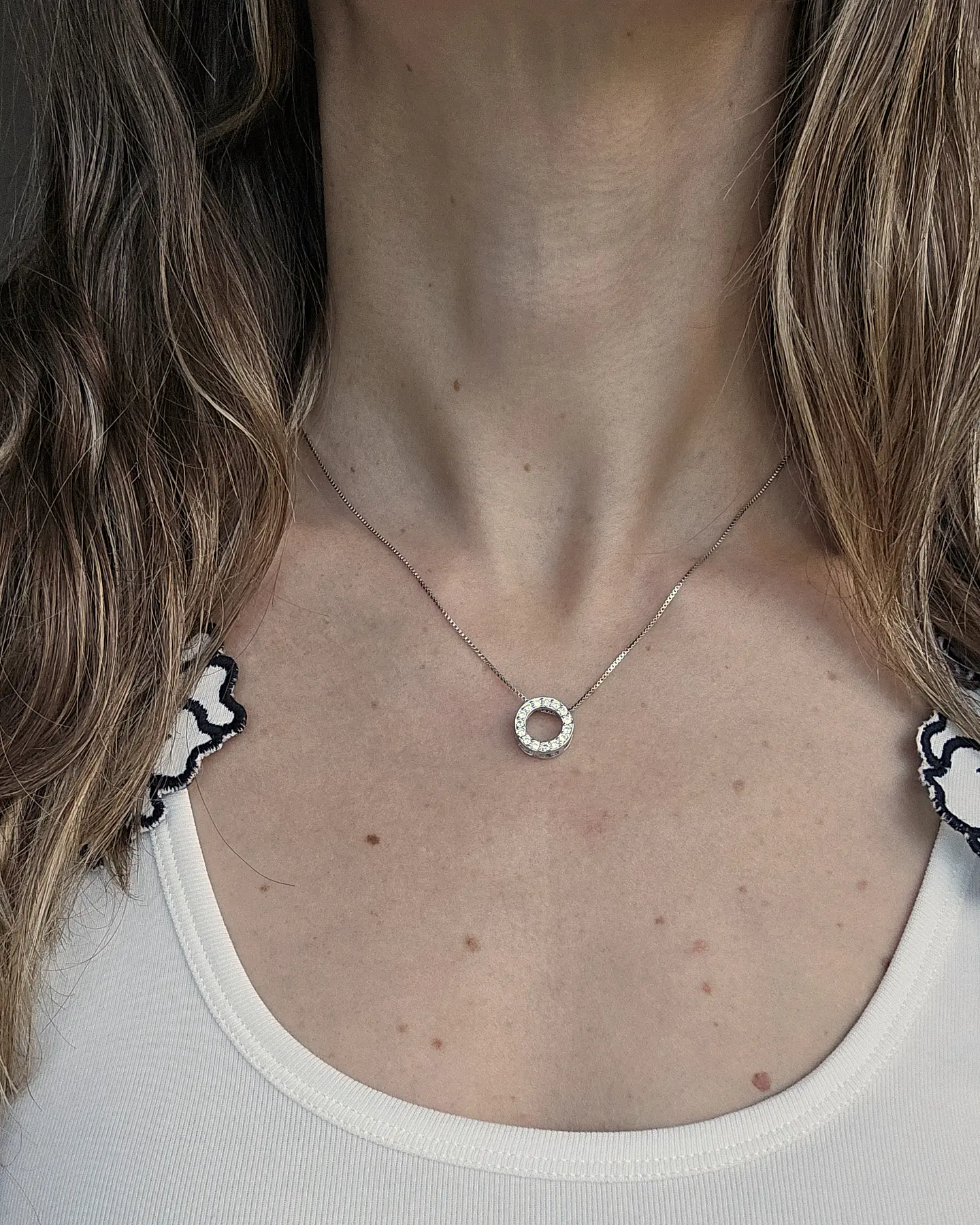 Collar círculo circonitas plata 3