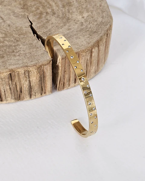 Esclava con circonitas puntos y estrellas circonitas oro