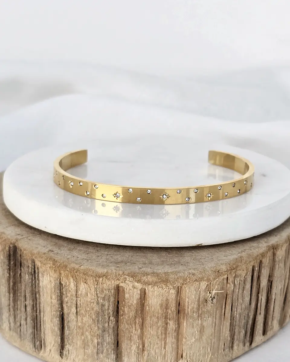 Esclava con circonitas puntos y estrellas circonitas oro 1