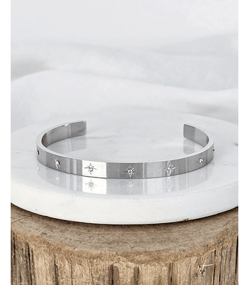 Esclava estrellas circonitas plata