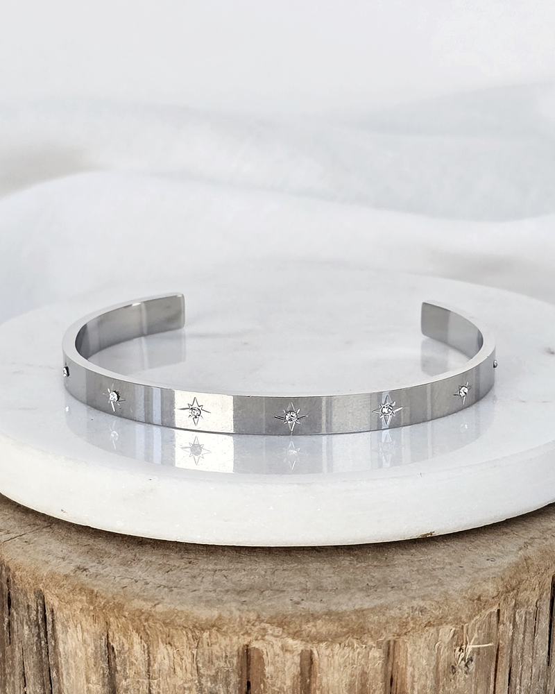 Esclava estrellas circonitas plata