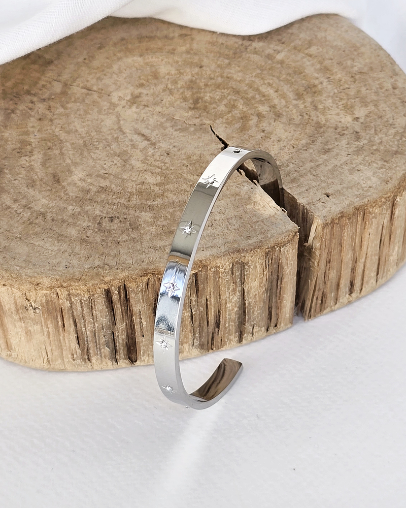 Esclava estrellas circonitas plata