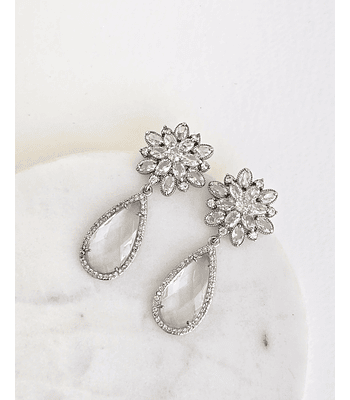 Aros con circonitas y cristal transparente