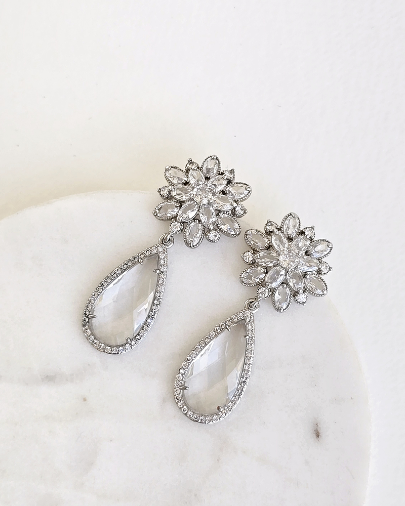 Aros con circonitas y cristal transparente