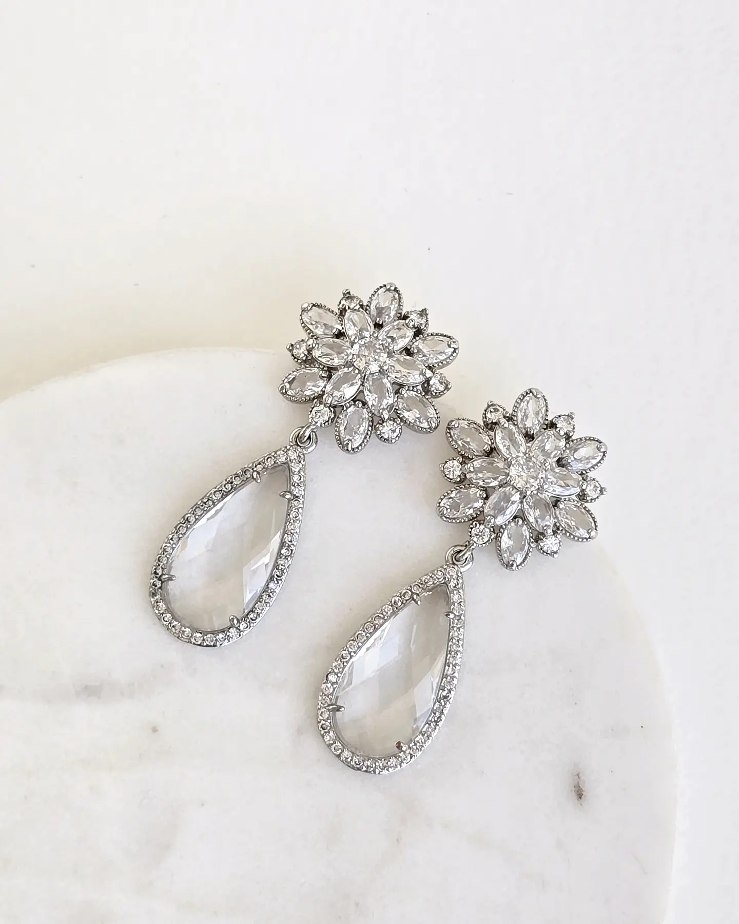 Aros con circonitas y cristal transparente 1