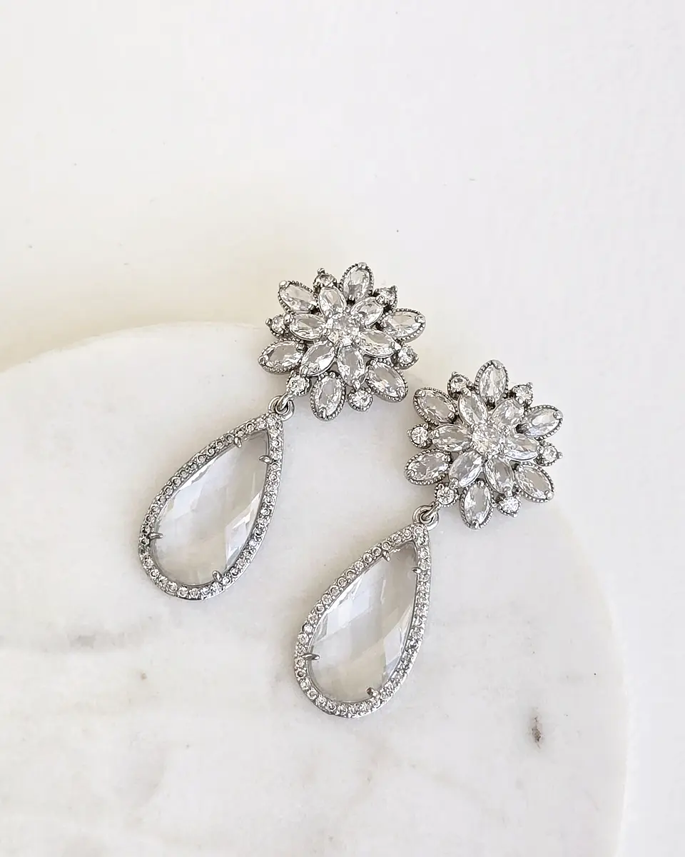Aros con circonitas y cristal transparente 1