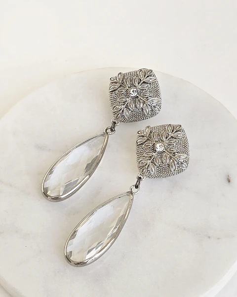 Aros vintage cristal transparente