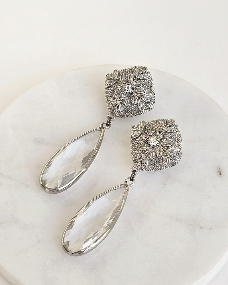 Aros vintage cristal transparente