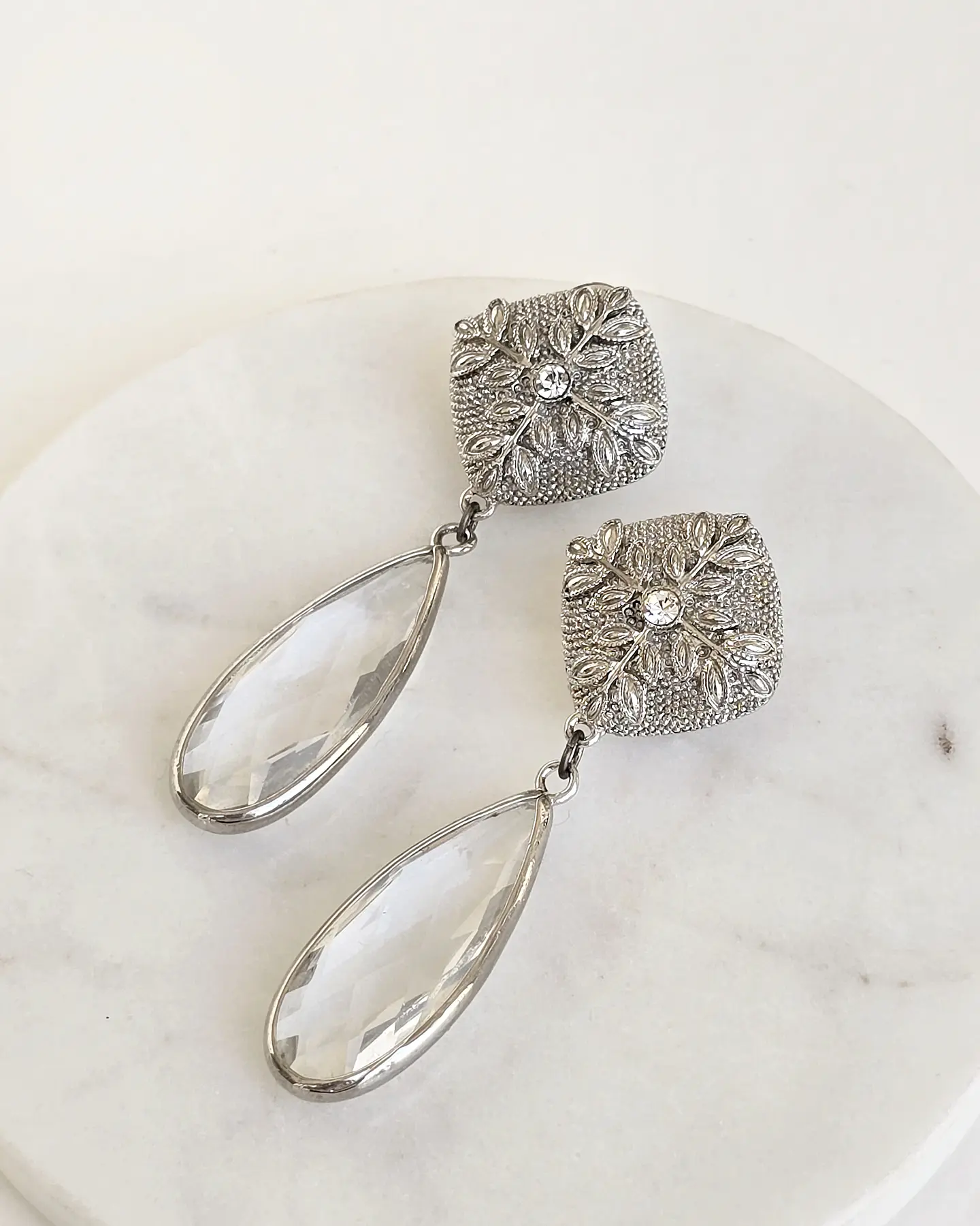 Aros vintage cristal transparente 1