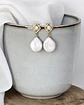 Aros rombo vintage con perla barroca oro - Miniatura 2