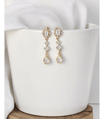 Aros circonita dorados base vintage