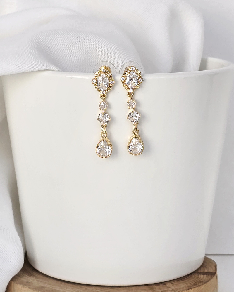 Aros circonita dorados base vintage