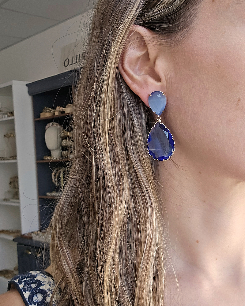 Aros piedra y cristal azul