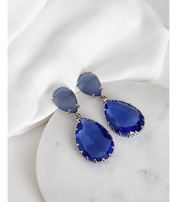 Aros piedra y cristal azul