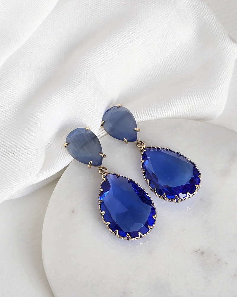 Aros piedra y cristal azul