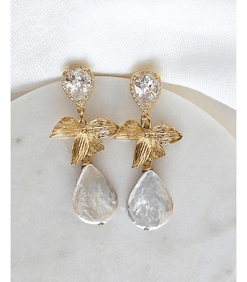 Aros circonita, hoja y perla