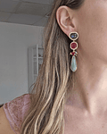Aros largos labradorita ágata frambuesa y jade verde