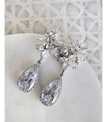 Aros hoja circonitas y circón con racimo